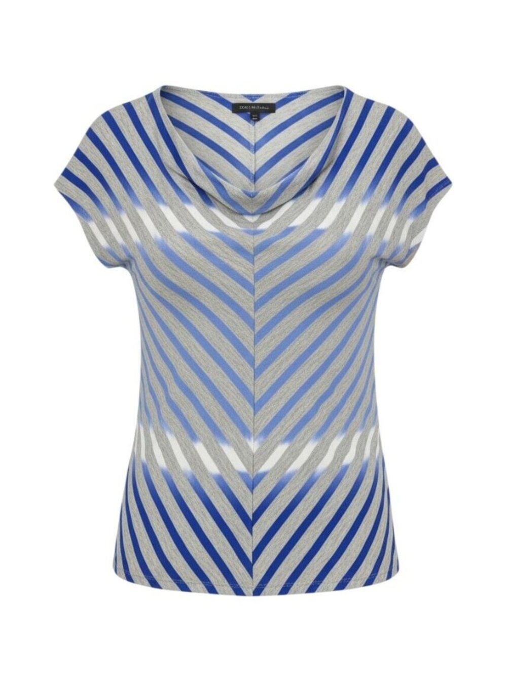 Calvin Klein Jeans Womens Striped Short-Sleeve Cowl Neck Top M Gray & Blue